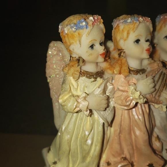 Vintage 4 Angel Flower Choir Girls Ceramic Music Box Figurine - Picture 10 of 10